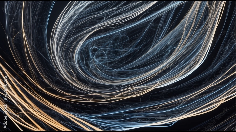 Poster abstract colorful line particles wave background. illustration line particles background.