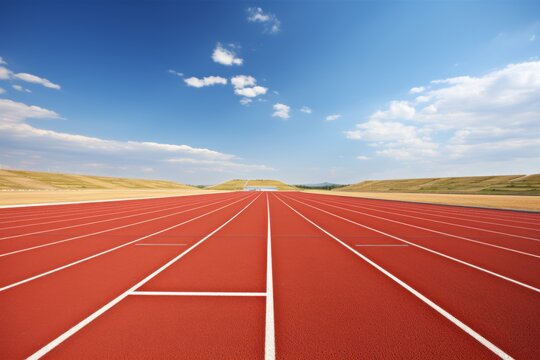Pristine running track with smooth surface, perfect for athletes and joggers to train and exercise