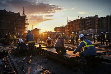 Fototapeta premium Progressive industrial development. a dynamic construction site with building under construction