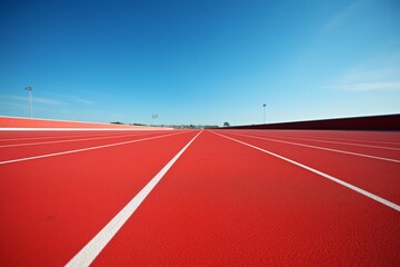 Pristine running track with smooth, perfectly maintained surface ready for runners