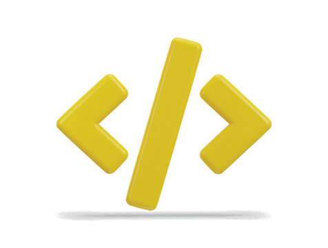 code icon 3d rendering symbol of web development