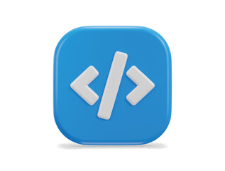 code icon 3d rendering symbol of web development