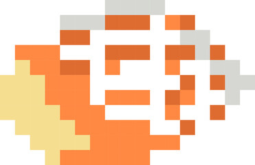 Shell fish cartoon icon in pixel style