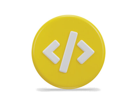 code icon 3d rendering illustration