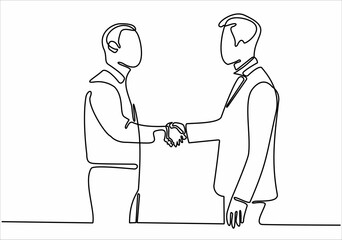 continuous line of two businessmen chatting