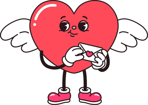 recommend clip art: Cartoon Heart Character Holding a Love Letter