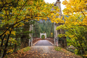 Fall colors at the Alexandra Bridge in the Fraser Canyon, British Columbia, Canada