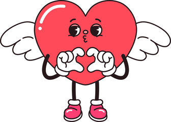 Cartoon Heart Character Making Heart Shape with Hands