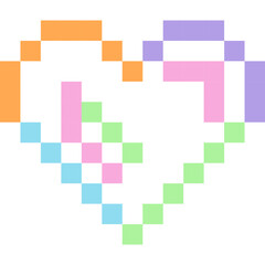 Heart cartoon icon in pixel style