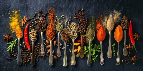 Colourful Assorted Spices - Variety of spices in spoons
