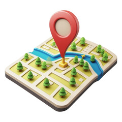 3D map pin icon, location marker, transparent background	