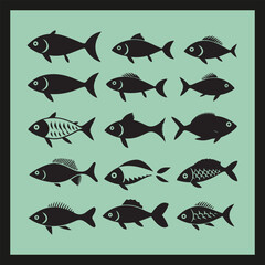 Fish silhouette set