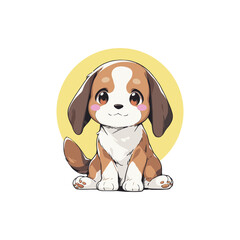 beagle animal chibi cartoon style isolated plain background, vector illustration