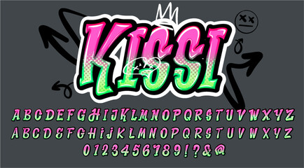 Graffiti alphabet pink green color
