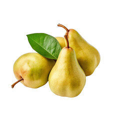 Pears with a Fresh Leaf on transparent background