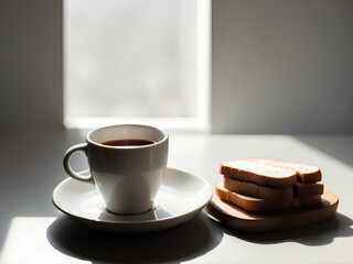 Morning Coffee and Toast on a Sunny Table
