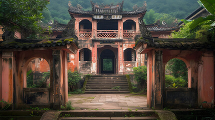 Fototapeta na wymiar ancient Chinese abandoned building