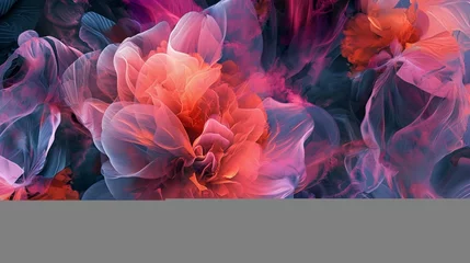 Papier Peint photo Photographie macro Digital petals unfolding in a rhythmic dance, creating a dynamic and evolving abstract floral pattern.
