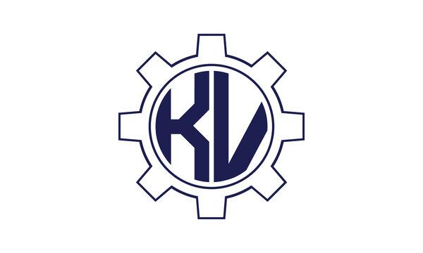 KV initial letter mechanical circle logo design vector template. industrial, engineering, servicing, word mark, letter mark, monogram, construction, business, company, corporate, commercial, geometric