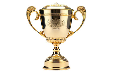 Fototapeta na wymiar Ode to a Brass Trophy Cup on White or PNG Transparent Background.