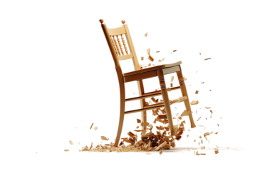 Tribute to a Broken Seat on White or PNG Transparent Background.