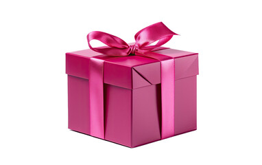 A Fuchsia Box with Artistic Ribbon Splendor on White or PNG Transparent Background.