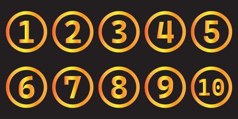 Gold numbers with endings made of golden ribbons isolated on transparent background. Vector decorative design elements
