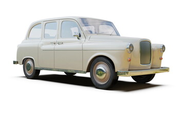 Iconic Classic British Cab on White Background 3d illustration