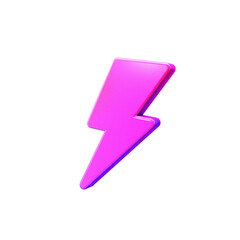 pink lightning bolt icon object on transparent background