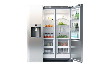 Sleek Smart Refrigerator on White or PNG Transparent Background.