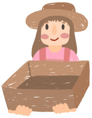 Female farmer holding a box