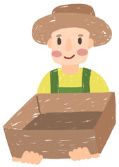 Male farmer holding a box