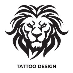 Tattoo design template. Vector illustration of a lion head.