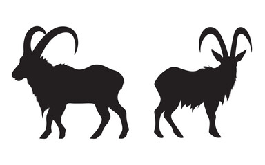 Silhouette of a goat on a white background. Vector illustration