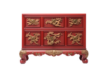 Chinese Chest of drawers on White or PNG Transparent Background.