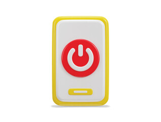 Phone with power button icon 3d render