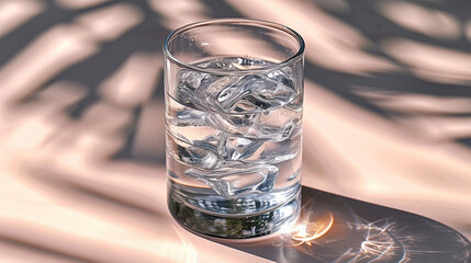 A glass of water in the sun in the shade