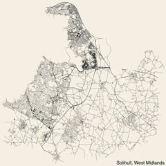 Street roads map of the METROPOLITAN BOROUGH OF SOLIHULL, WEST MIDLANDS