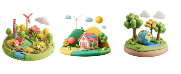 Fototapeta premium 3d minimal cartoon Eco System for life 