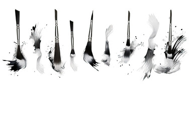 Artistic Mastery Calligraphy Brush Set on White or PNG Transparent Background.
