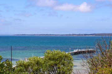 view of pier off seaside tourism town of Queenscliff