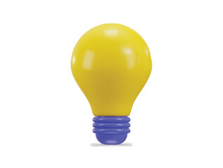 3d yellow light bulb icon 