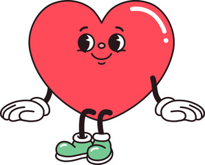 Cartoon Boy Heart Character Sitting