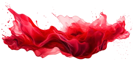 Foto op Plexiglas red splash paint stain on transparent background © Thanthara