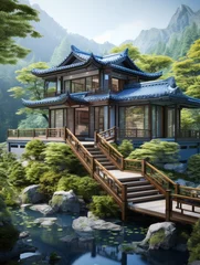 Tuinposter design a Chinese style villa UHD Wallpaper © Aqib
