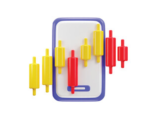 stock trading graph with mobile phone 3d rendering vector illustrations