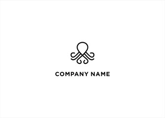 Abstract Elegant Octopus Map Logo Design Vector