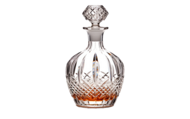 Effortless Sophistication Crystal Decanter on White or PNG Transparent Background.