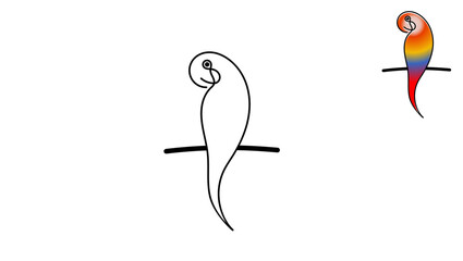parrot logo, line parrot, black isolated silhouette