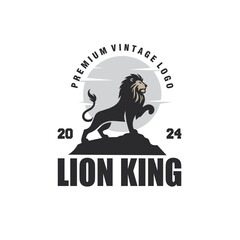 Fototapeta premium Silhouette Lion King Heraldry logo design vector graphic illustration